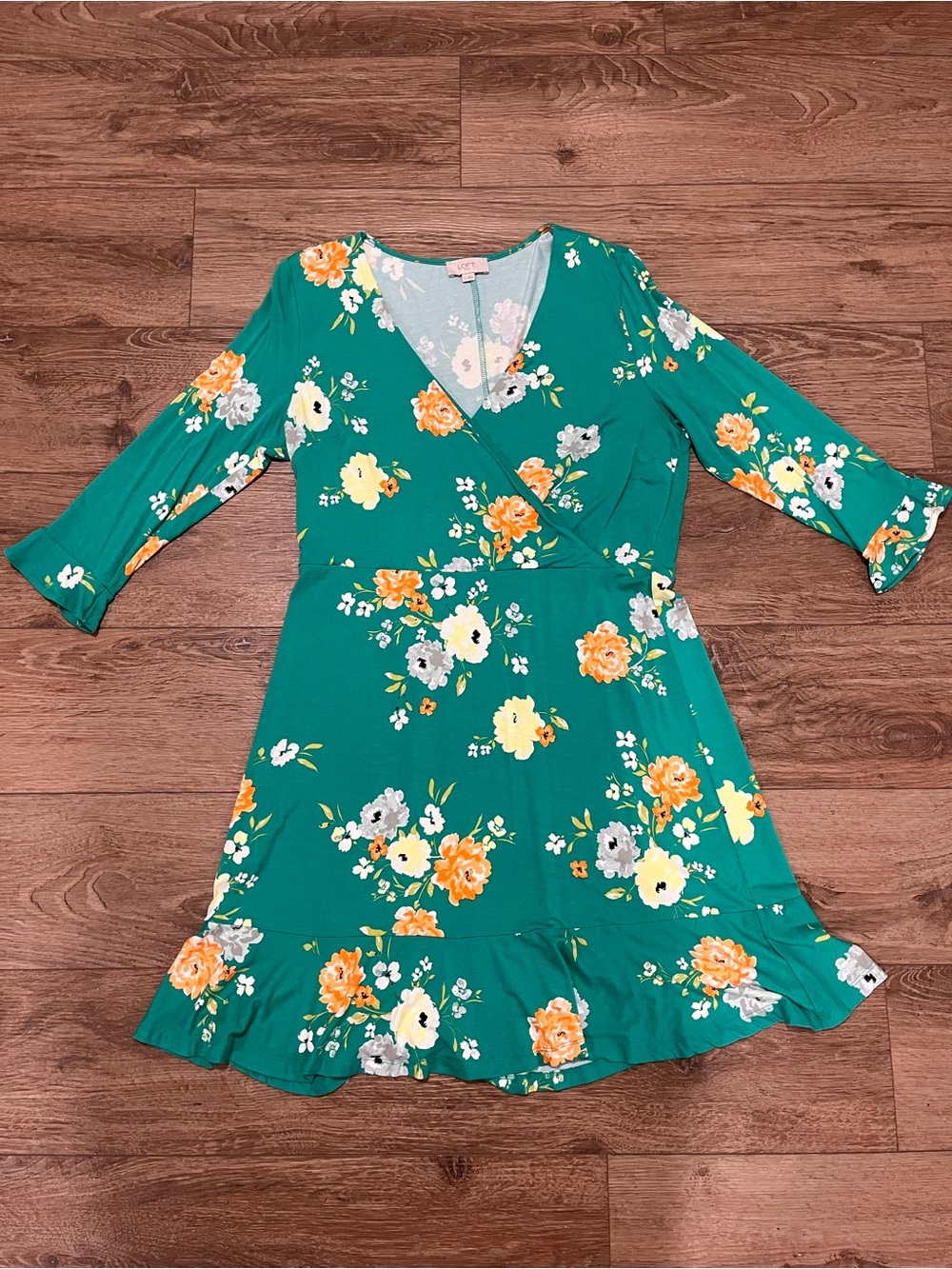 Ann Taylor LOFT Outlet Garden Floral Faux Wrap Dress